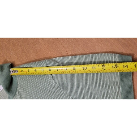 Mr P Polo Shirt Mens Large Green Sweater Knit Pullover Cotton Quiet Luxury - Picture 12 of 13